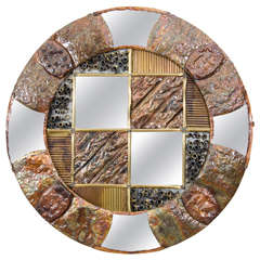Brutalist Circular Copper Wall Mirror 2
