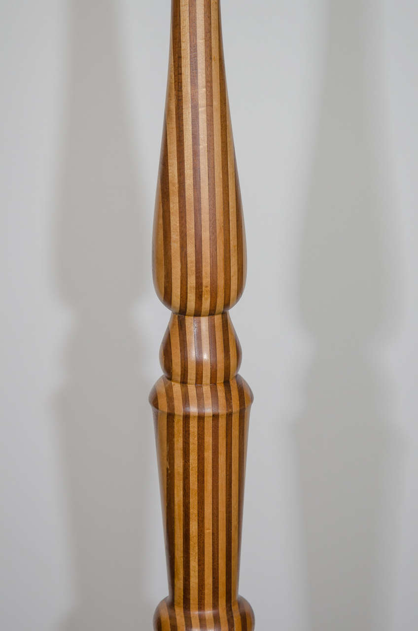 Mid-20th Century A Midcentury Turned and Striped Wood Floor Lamp