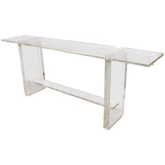 A Midcentury Substantial Console Table in Solid Lucite 4