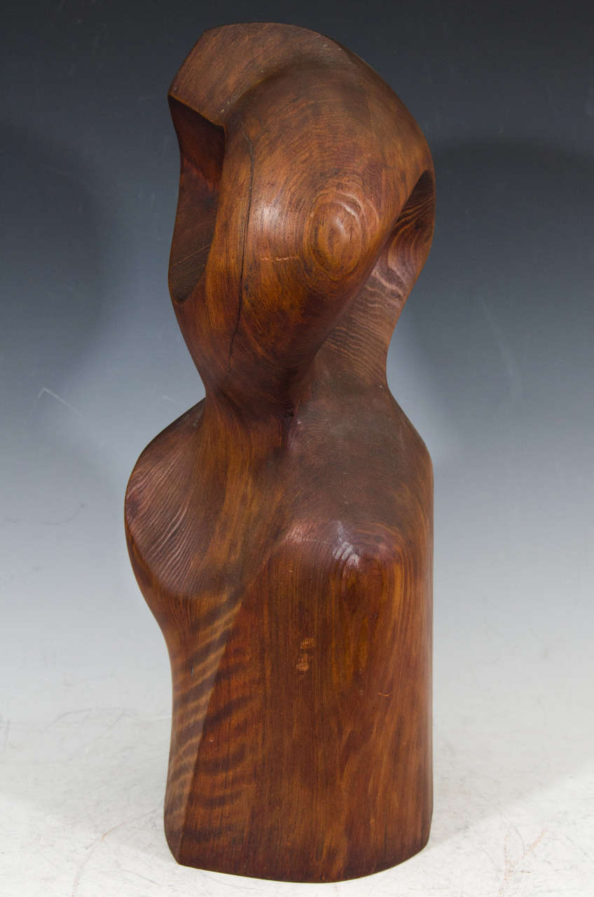 Carved Wood Sculpture of a Female Figure by Artist Jean Sampson In Good Condition In New York, NY