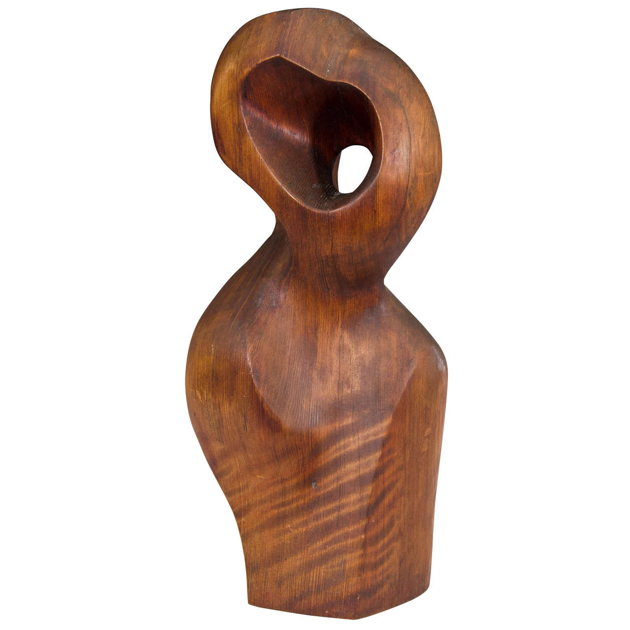 Carved Wood Sculpture of a Female Figure by Artist Jean Sampson