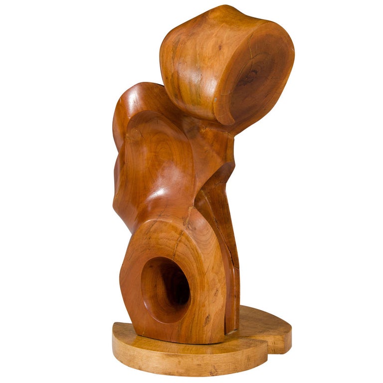 Midcentury Carved Wood Abstract Sculpture by Edmund Spiro at 1stDibs