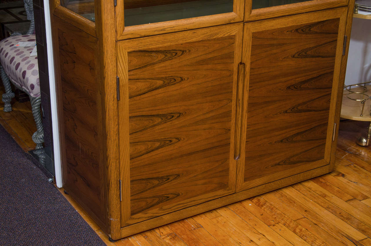 Midcentury Dunbar Double Door Wood and Glass Display at 1stDibs