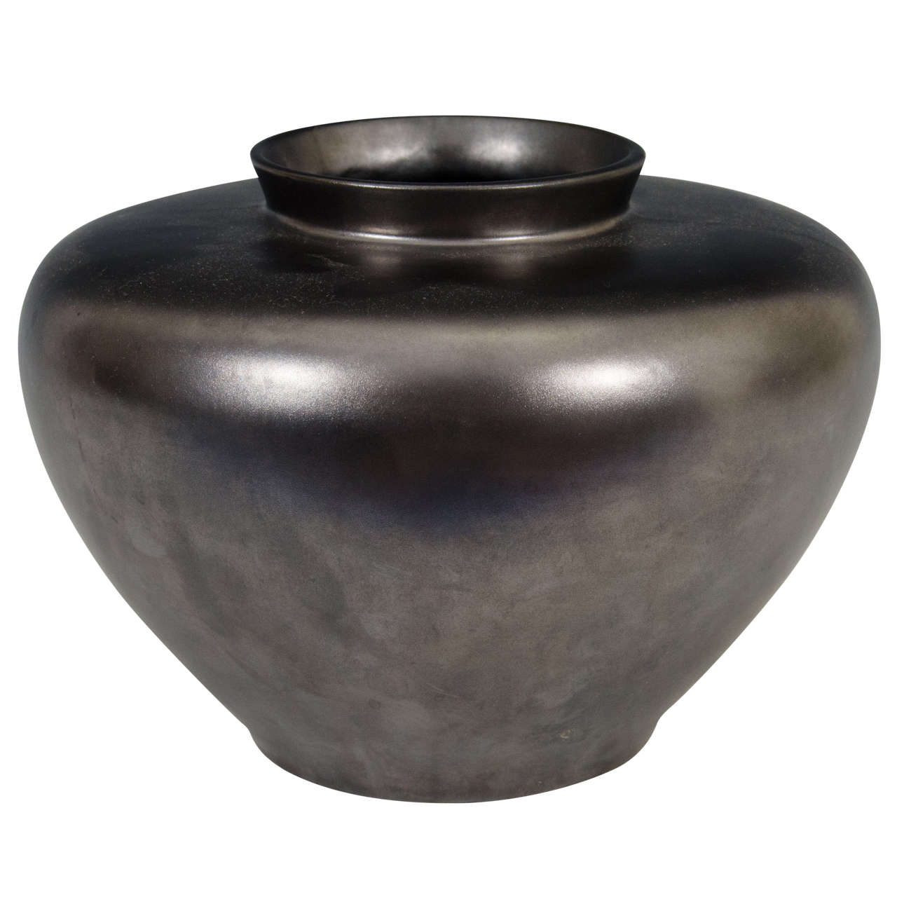 Midcentury Ceramic Vase with Gunmetal over Glaze at 1stdibs
