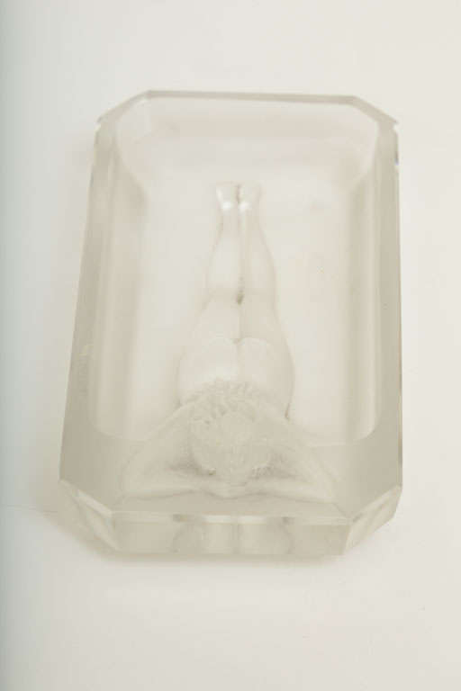Mid-20th Century Bathing Nude Czech Glass Dish by Heinrich Hoffman