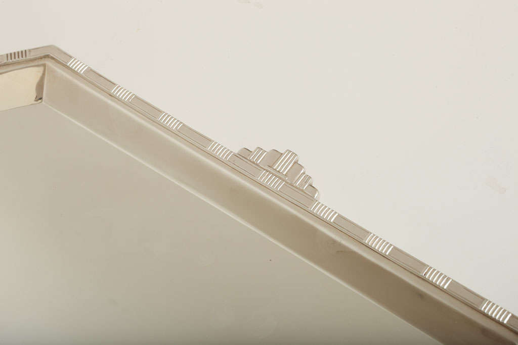 Oversized Art Deco Silver Plate Tray with Geometric Motif 2