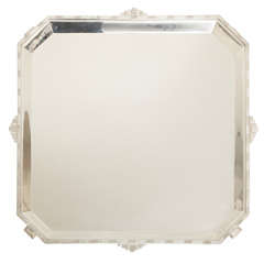 Oversized Art Deco Silver Plate Tray with Geometric Motif