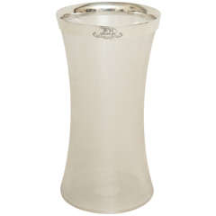 Ribbed Glass & Sterling Silver Vase