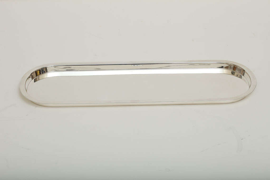 Art Deco Silver Plate Long Oval Tray at 1stDibs