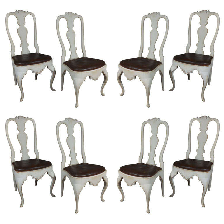 Eight Scandinavian Rococo Dining Chairs