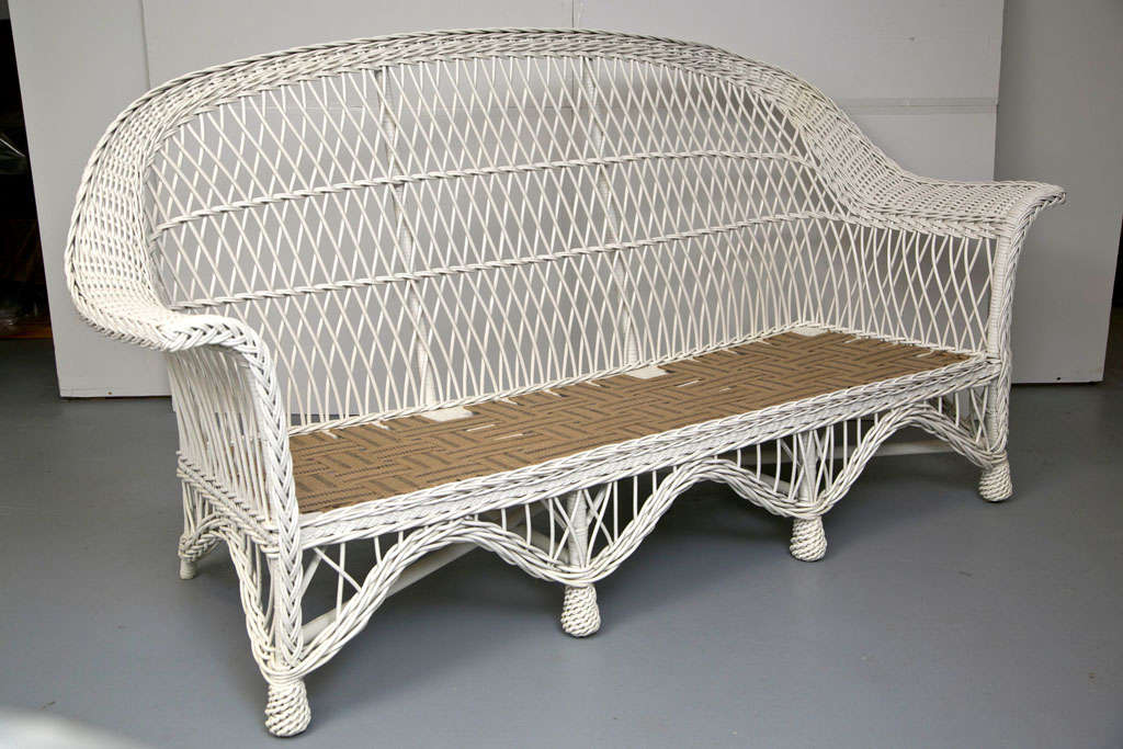 Antique Bar Harbor Wicker Sofa at 1stDibs antique wicker sofa