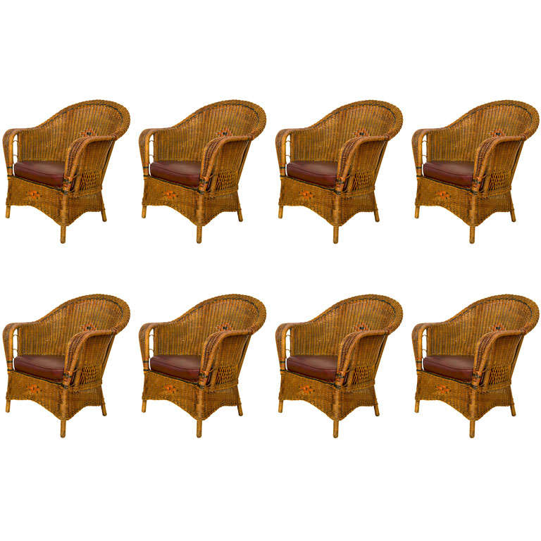 Antique Deco Wicker Chairs - Three available