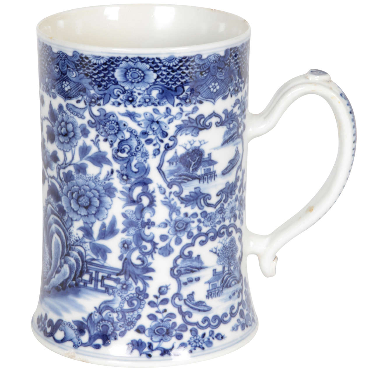 Chinese Export blue and white tankard For Sale