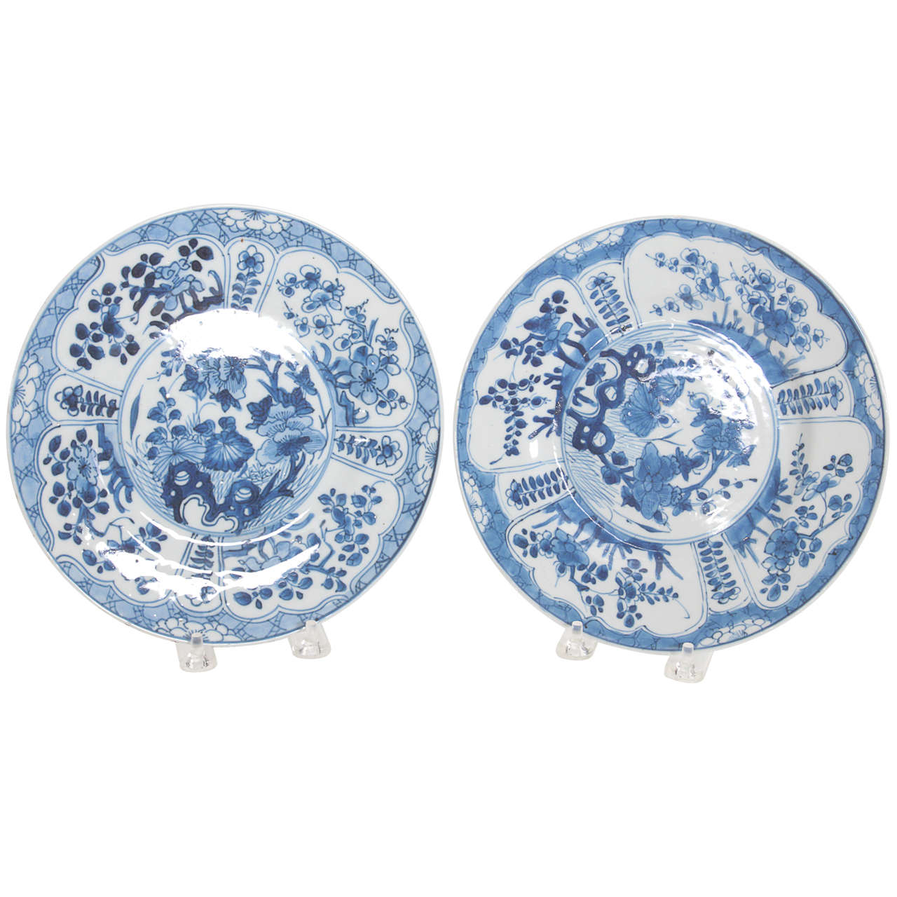Pair of Chinese export blue and white plates 18th Century