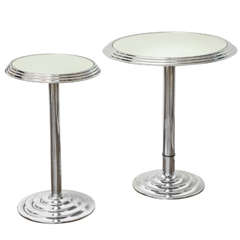 Pair of Chrome and Mirror Occasional Side Tables