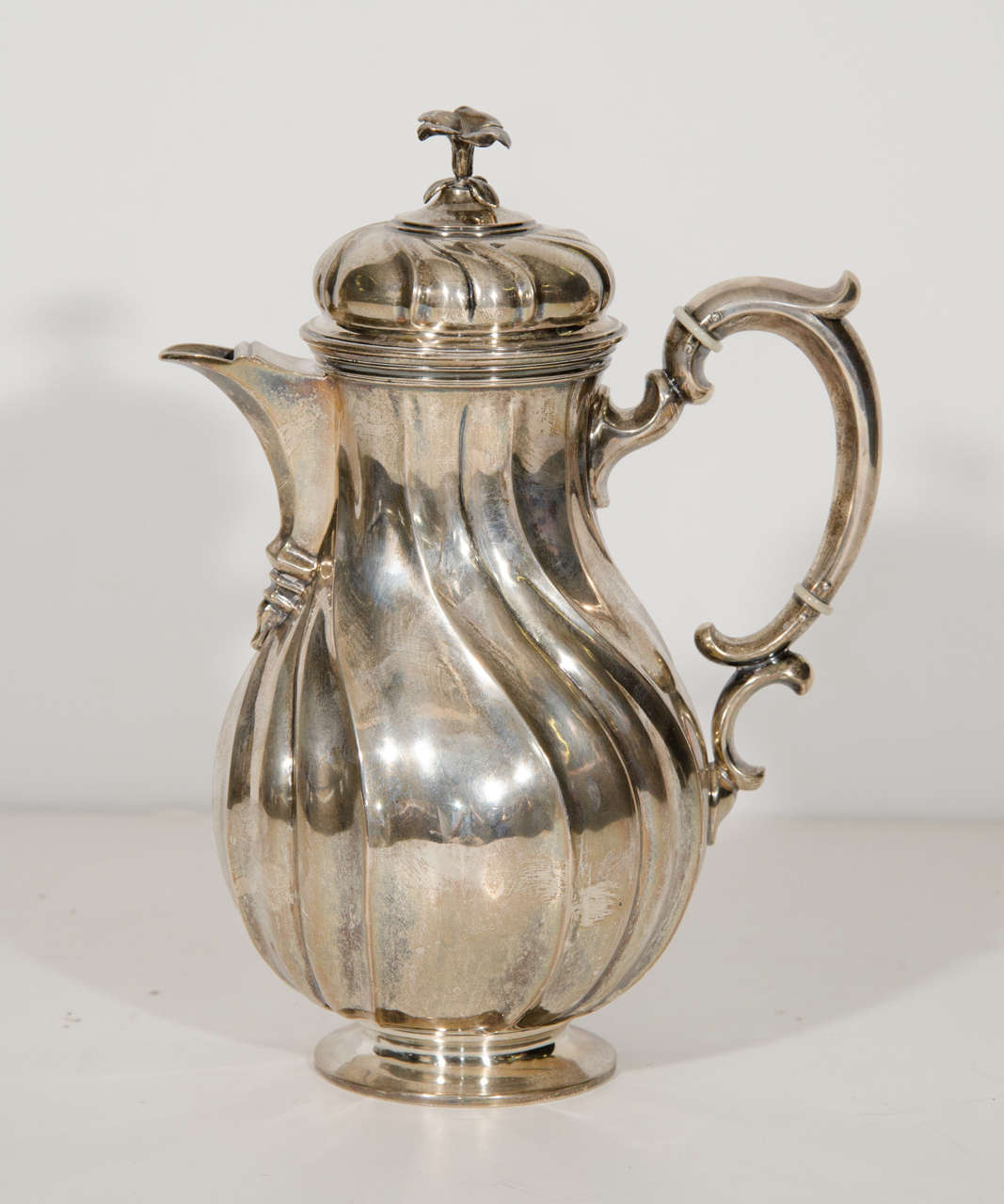 Early 20th Century silvered metal coffee pot. Provenance: Karl Lagerfeld.