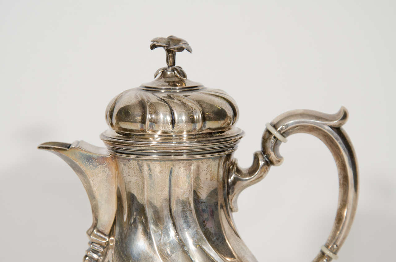 Silvered Metal Coffee Pot For Sale at 1stDibs