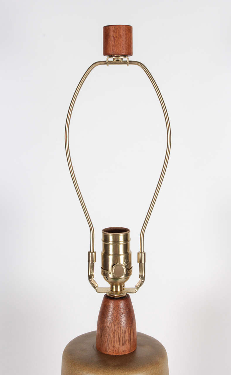 20th Century Pair of Tan Ceramic Lamps by Gordon Martz