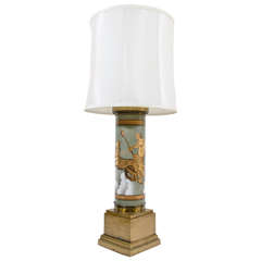 Mid Century Italian Eglomise "Apollo" Themed Lamp