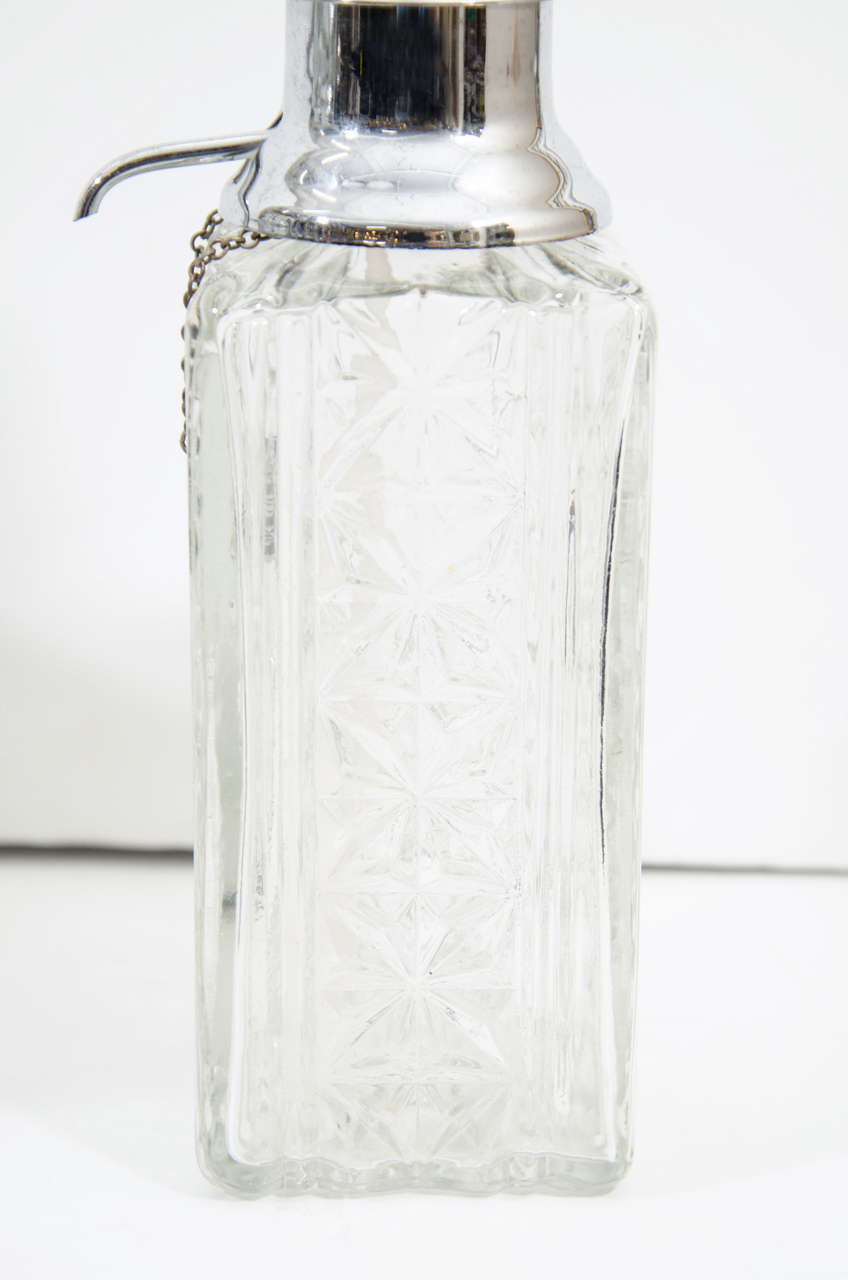 Mid Century Glass and Chrome Decanter Set 2