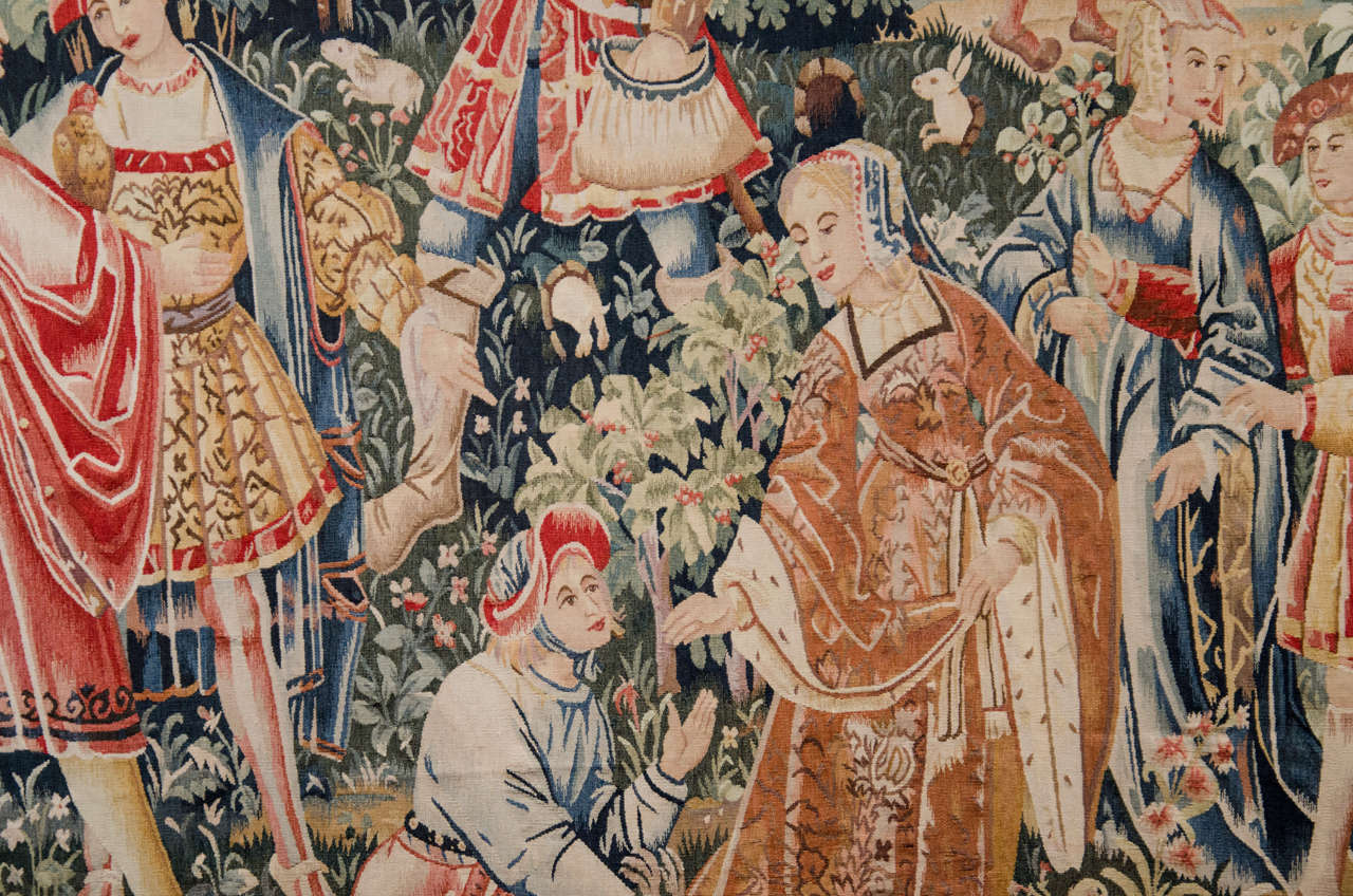 A Vintage Tapestry with Medieval Themes In Good Condition In New York, NY