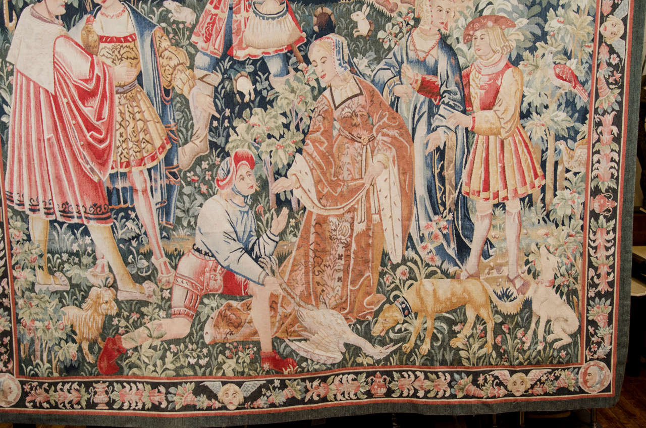 20th Century A Vintage Tapestry with Medieval Themes