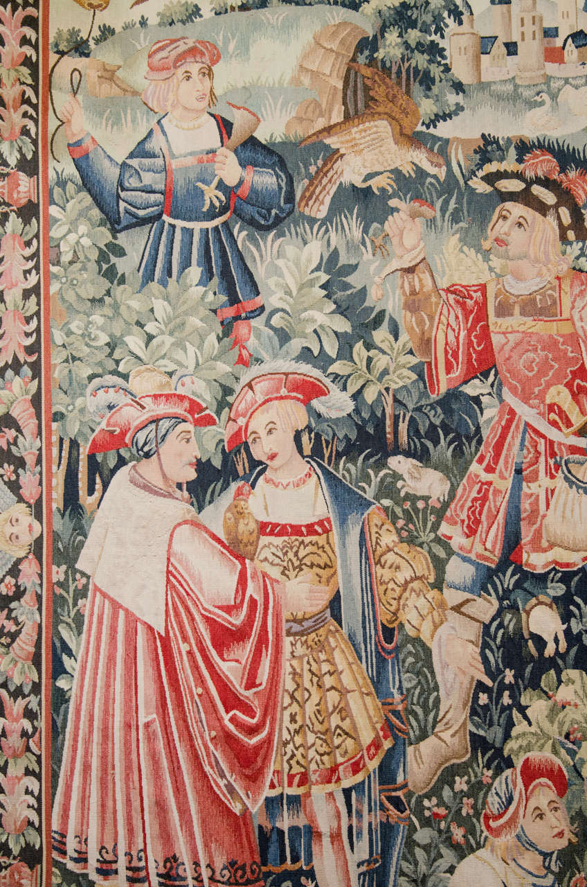 Textile A Vintage Tapestry with Medieval Themes