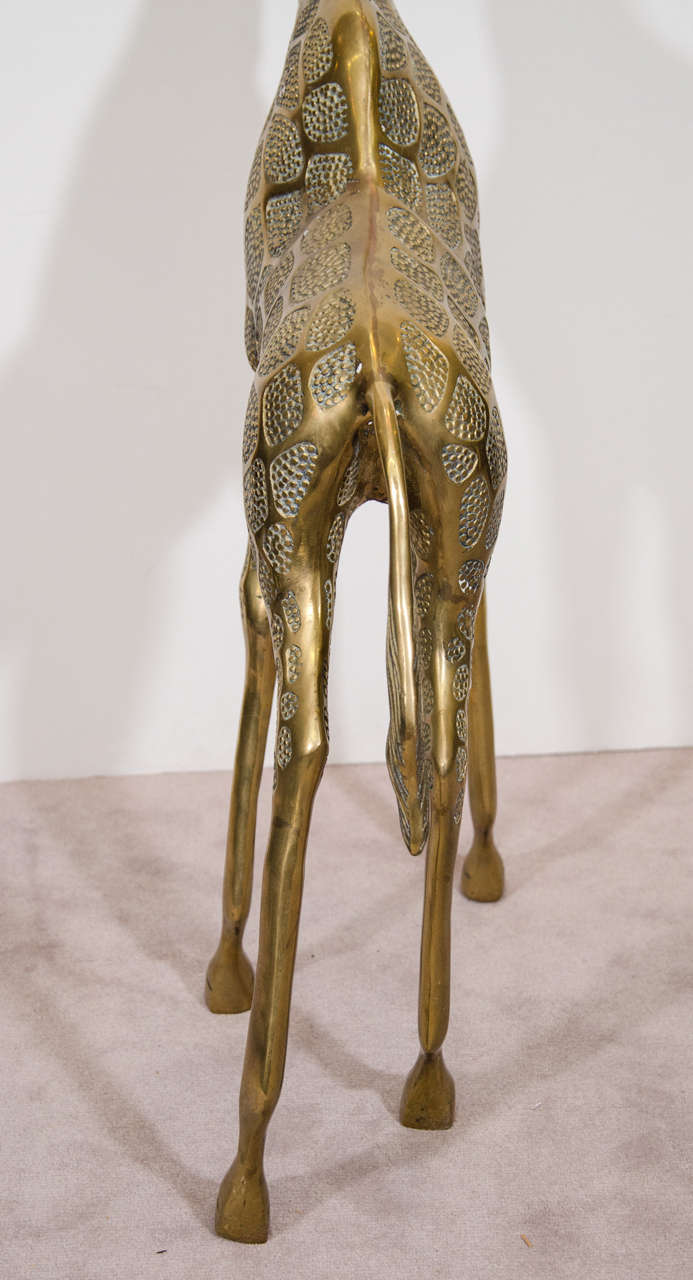 Pair of Tall Vintage Brass Giraffe Sculptures 1