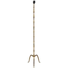 A Mid Century Faux Bamboo Tripod Floor Lamp
