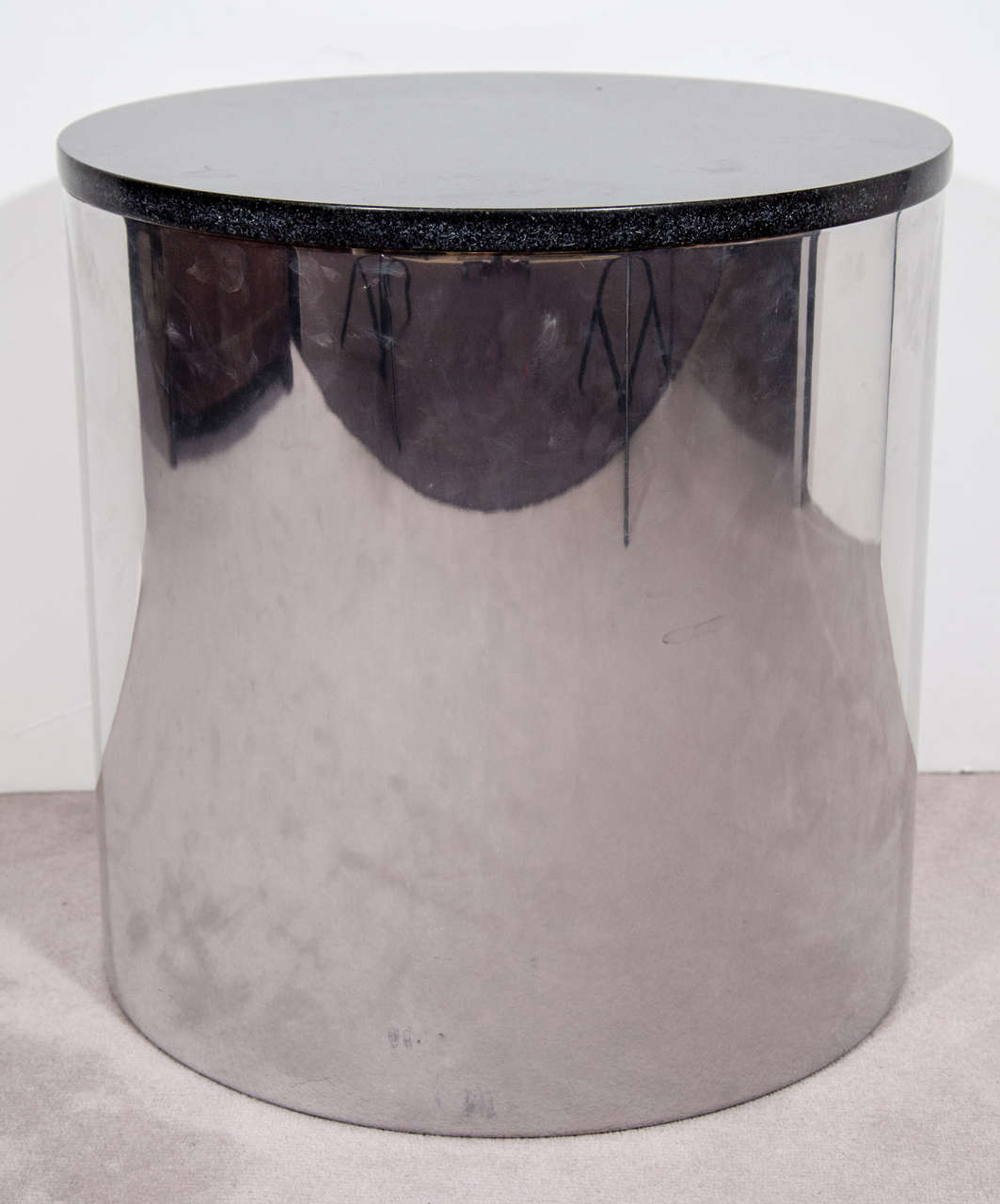 Pair of Mid Century Chrome and Granite Drum Tables