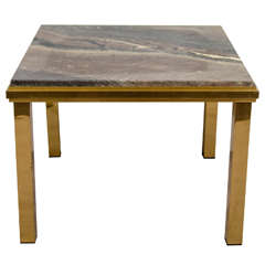 Italian Modern Marble and Brass End Table, Italy 1970s 11