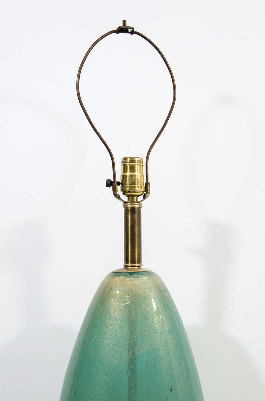 Mid-20th Century A Midcentury Green Murano Glass Lamp by Flavio Poli for Seguso For Sale