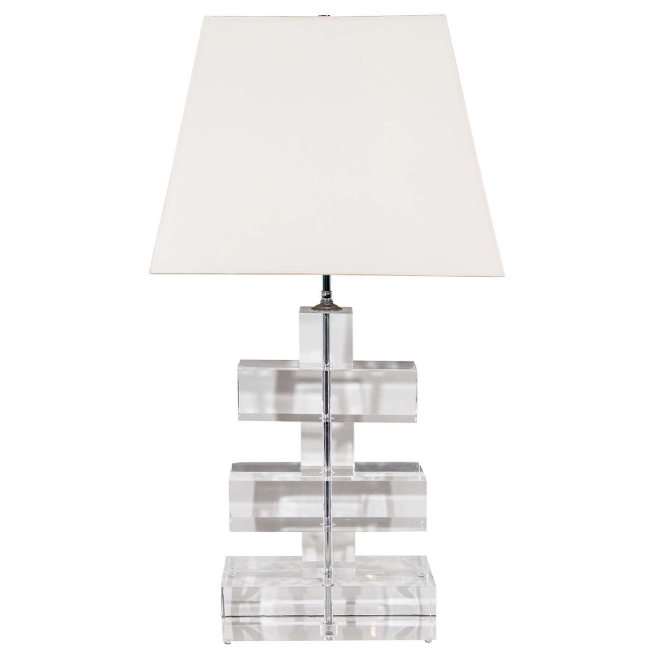 Mid Century Stacked Lucite Lamp in the Style of Karl Springer