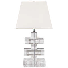 Mid Century Stacked Lucite Lamp in the Style of Karl Springer