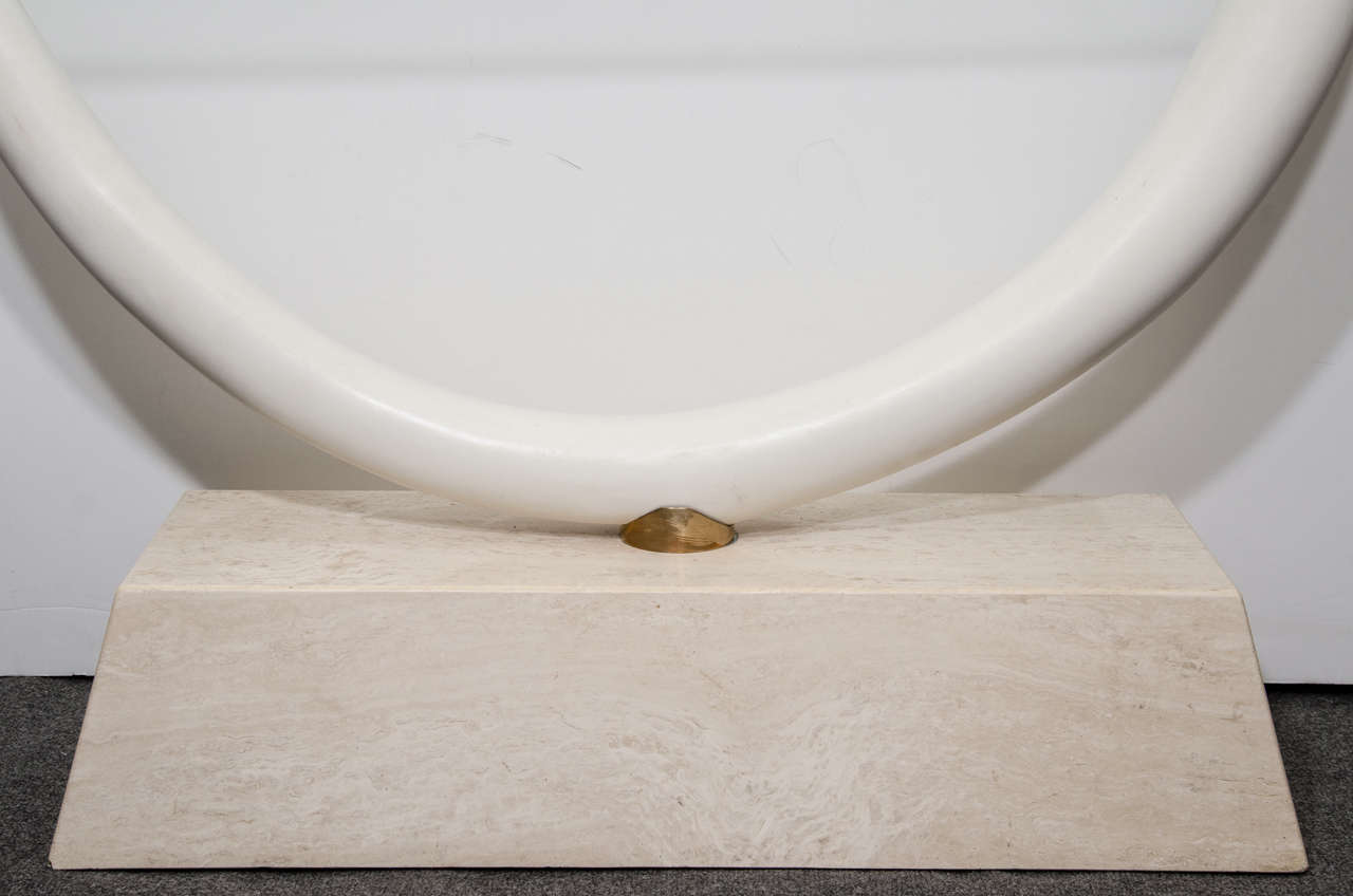 Modern Sculptural Pair of Maitland Smith Console Tables with Faux  Elephant Tusk Motif For Sale