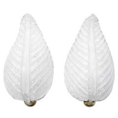 Midcentury Pair of "Rugiodoso" Leaf Sconces by Barovier and Toso