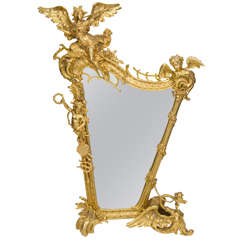 Vintage Elaborate Gold-Plated Bronze Table Mirror