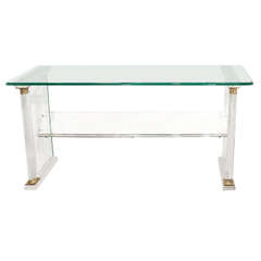 A Mid Century Two Tier Glass and Lucite Console Table