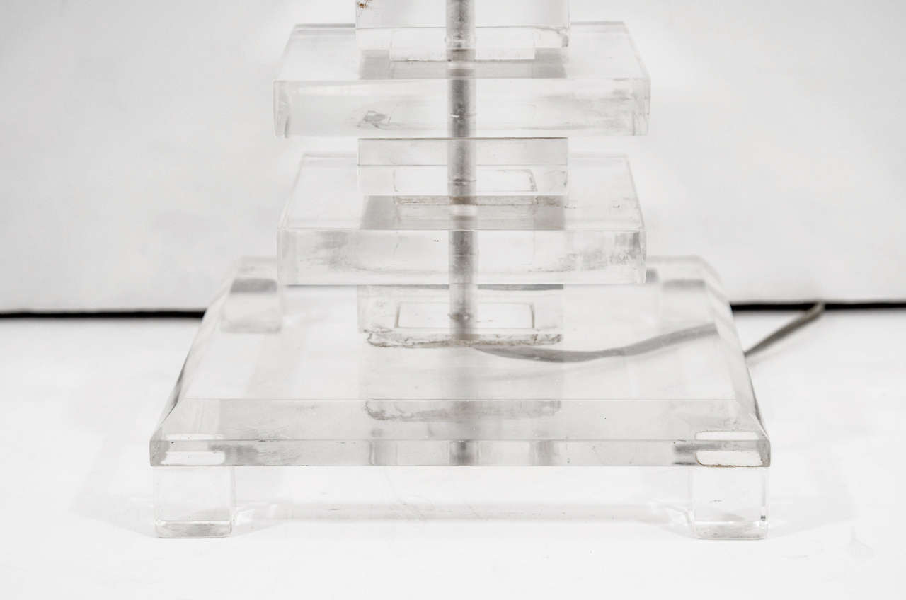 American LUCITE Stacked Table Lamps