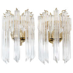 Midcentury Pair of Sconces with Clear Glass Rods