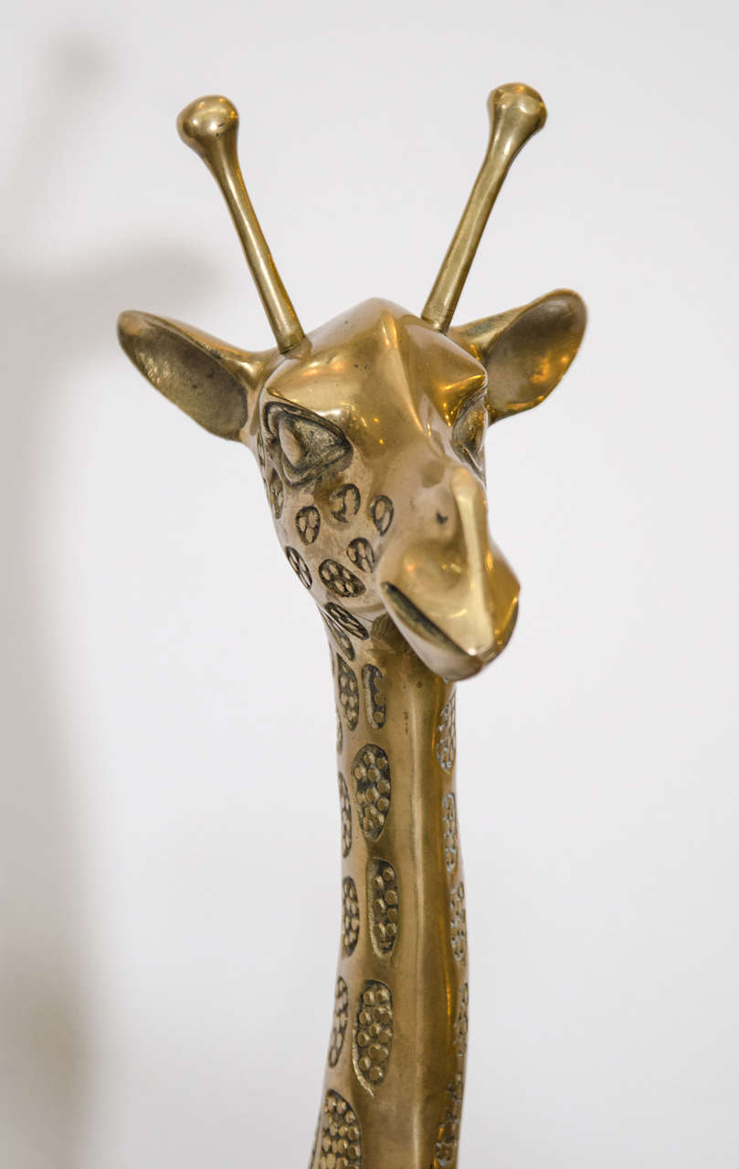 Pair of Tall Vintage Brass Giraffe Sculptures at 1stDibs brass