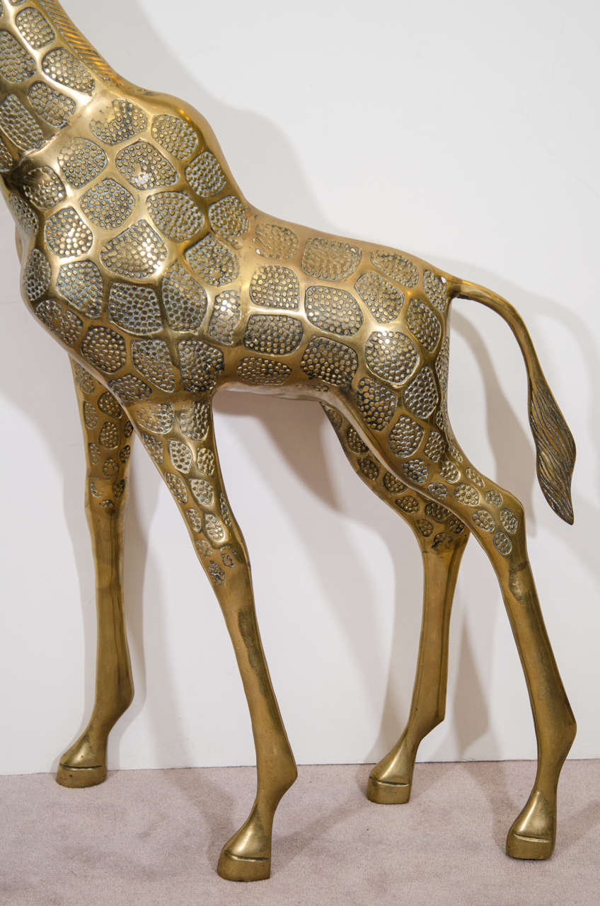 Pair of Tall Vintage Brass Giraffe Sculptures at 1stDibs | brass