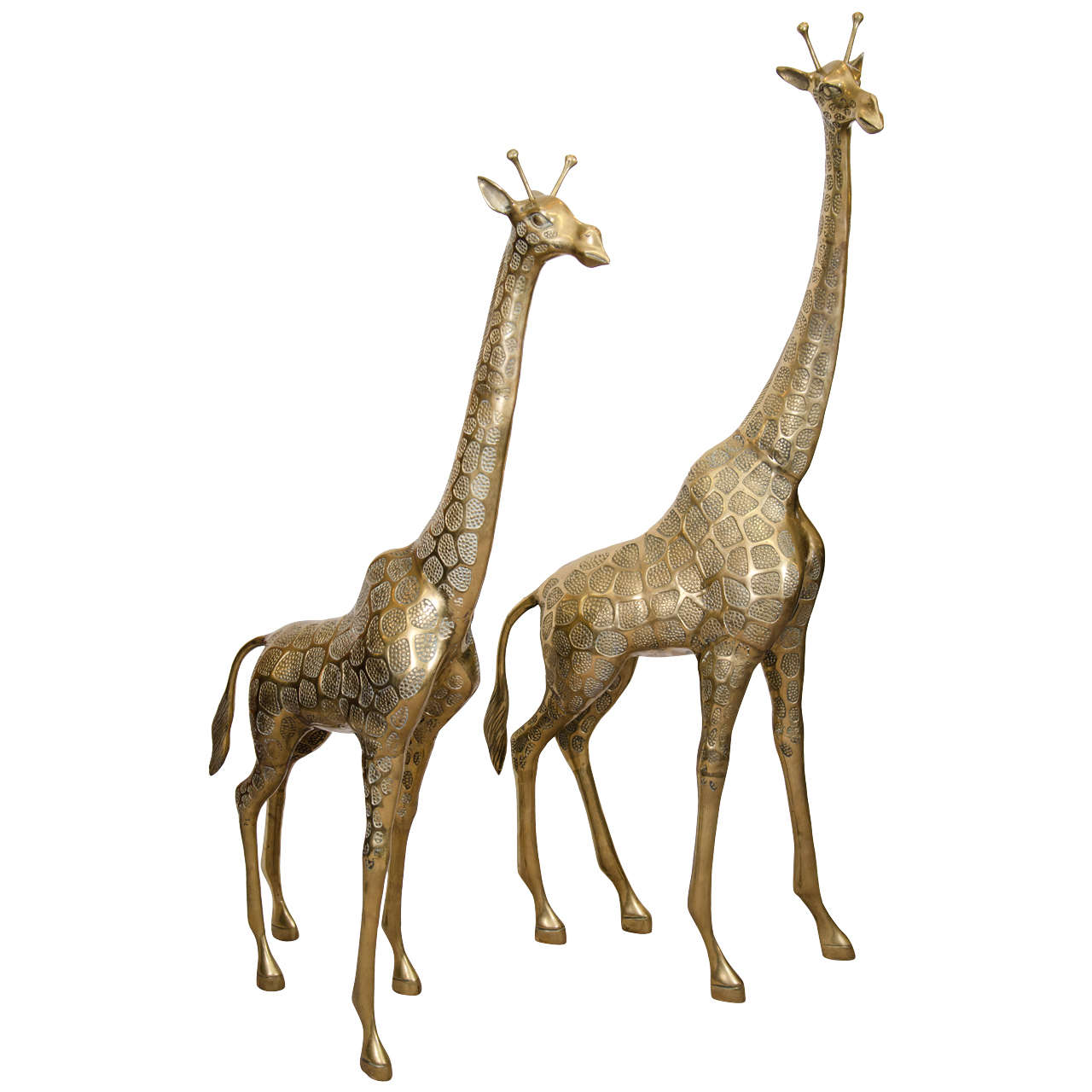 Pair of Tall Vintage Brass Giraffe Sculptures at 1stDibs brass