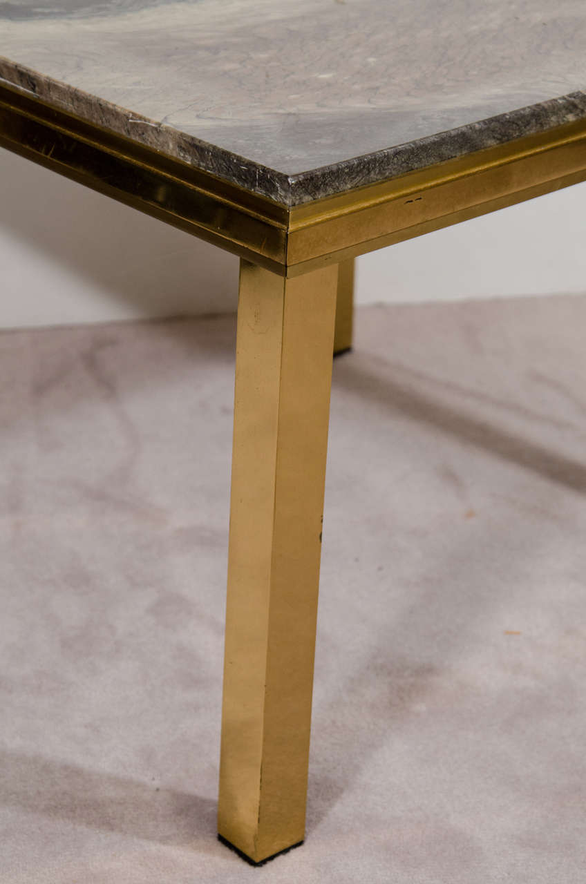 Modern Italian Brass and Marble End Table, 1970s For Sale at 1stdibs