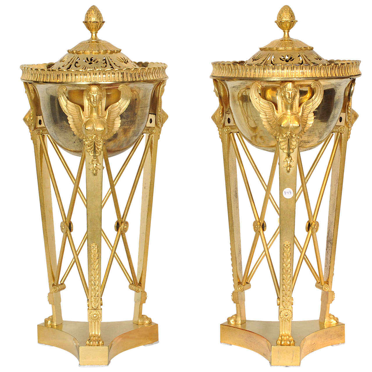 A pair of Empire ormolu 'brûle-parfums', circa 1810