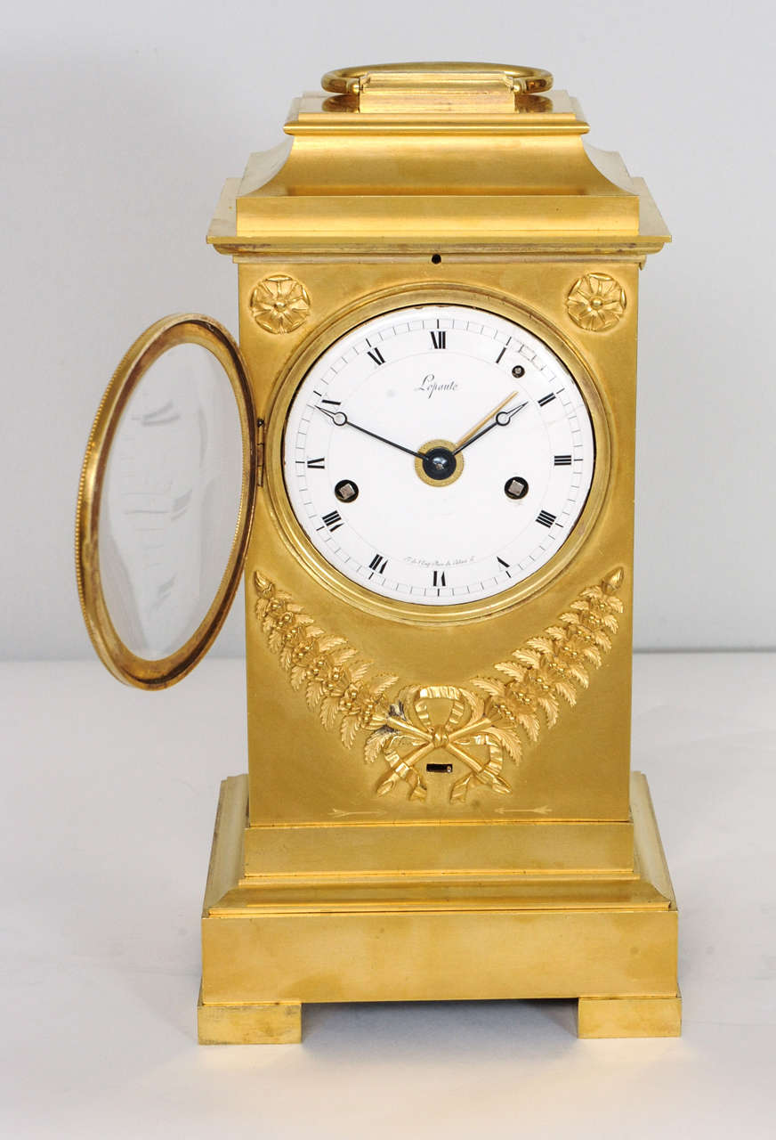 Fired Imposing Early 19th Century Lepaute Traveling Clock  For Sale