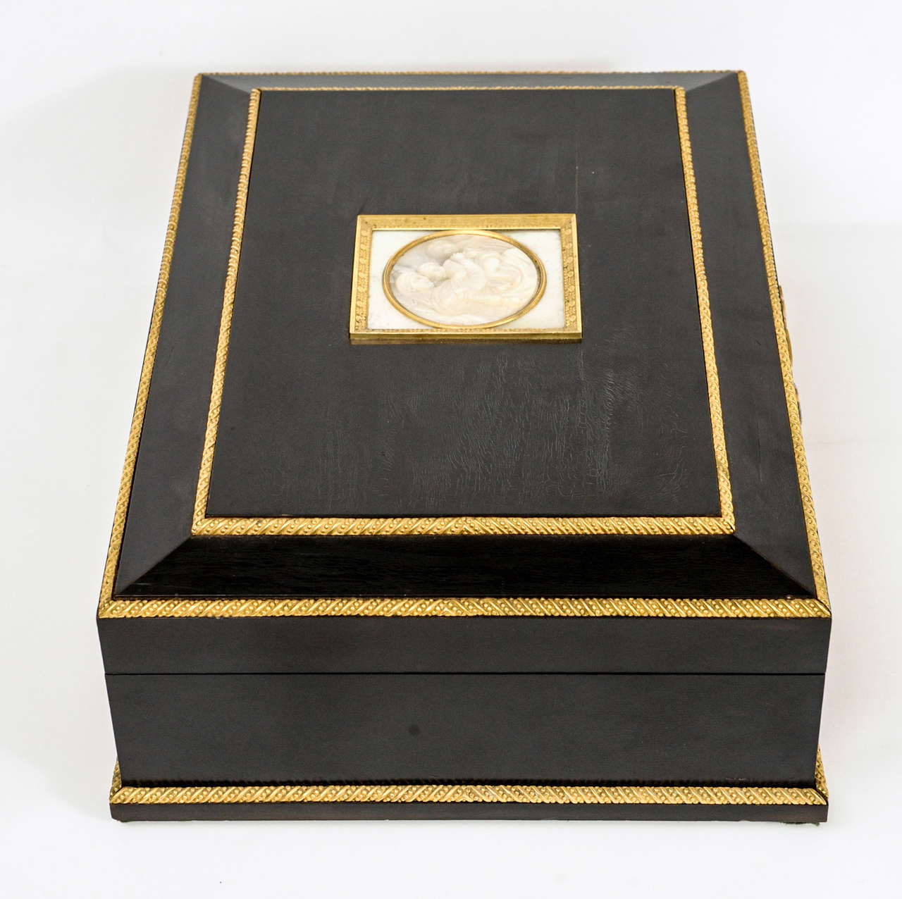 A French Empire ebonised ormolu mounted documents' chest, circa 1800
