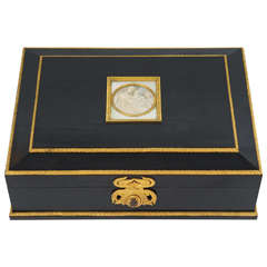 Antique A French Empire ebonised ormolu mounted documents' chest, circa 1800