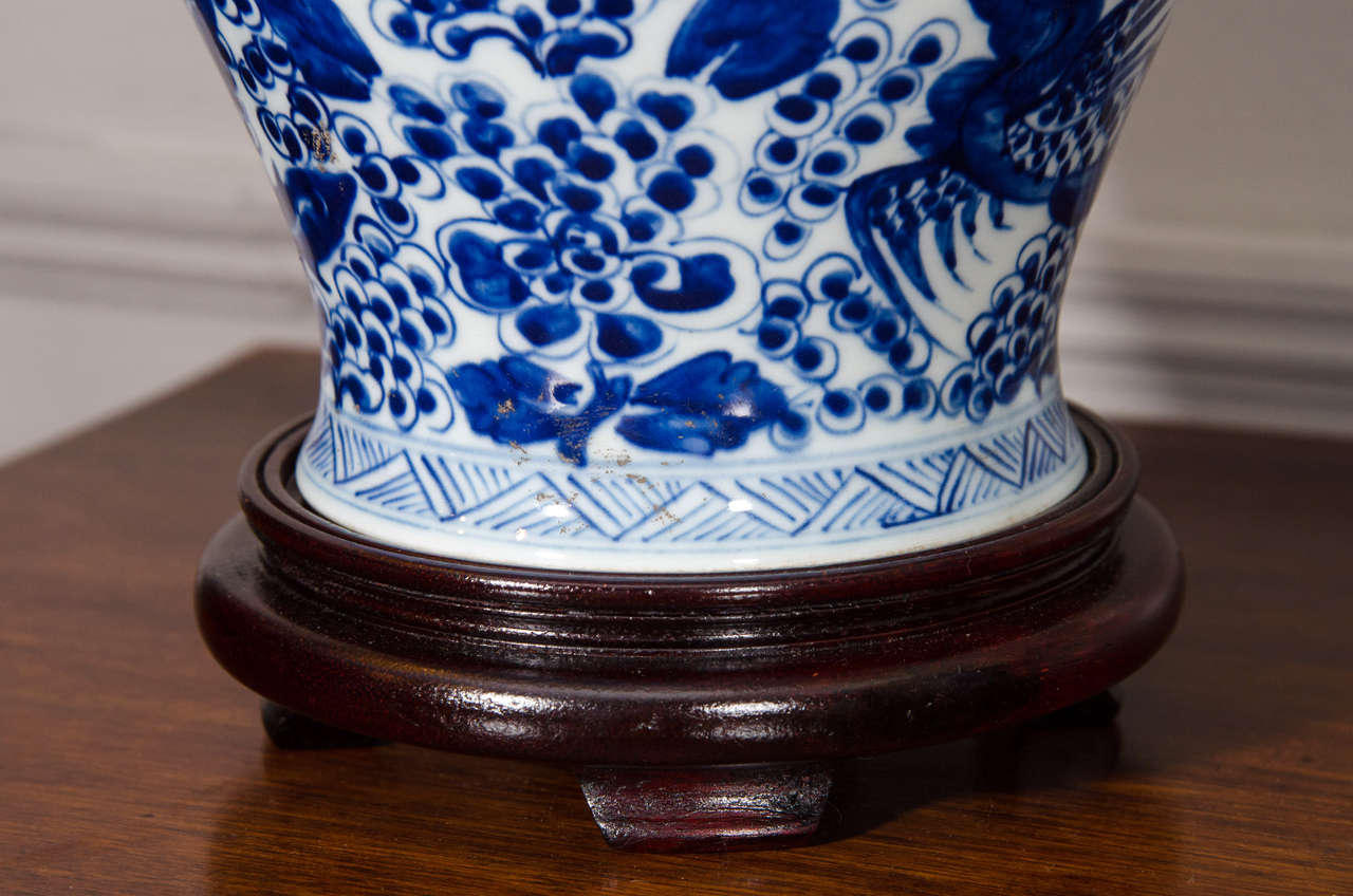 Pair of Blue and White Chinese Temple Jar Lamps In Excellent Condition In New York, NY
