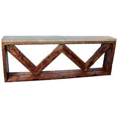 Architectural "W" Console Table, 20th Century